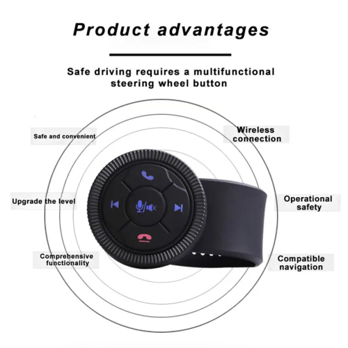 7-Key Car Wireless Steering Wheel Remote Control Button Black 1