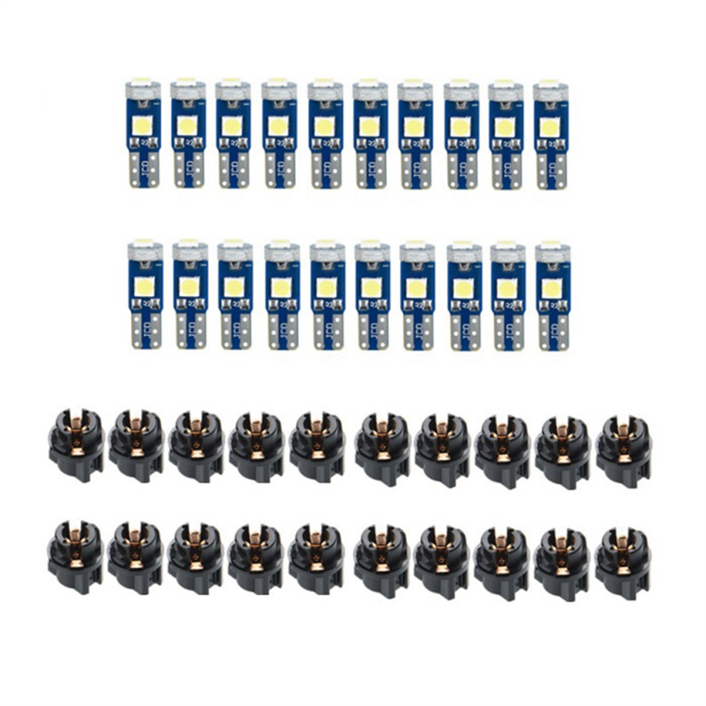 20Pcs T5 Led For Car Dashboard Panel Indicator, 3030-3Smd- Light/White 4714181692461