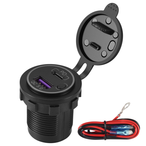 PD Type C USB Car Charger with ON/Off Switch for Motorcycle RV,Red 2