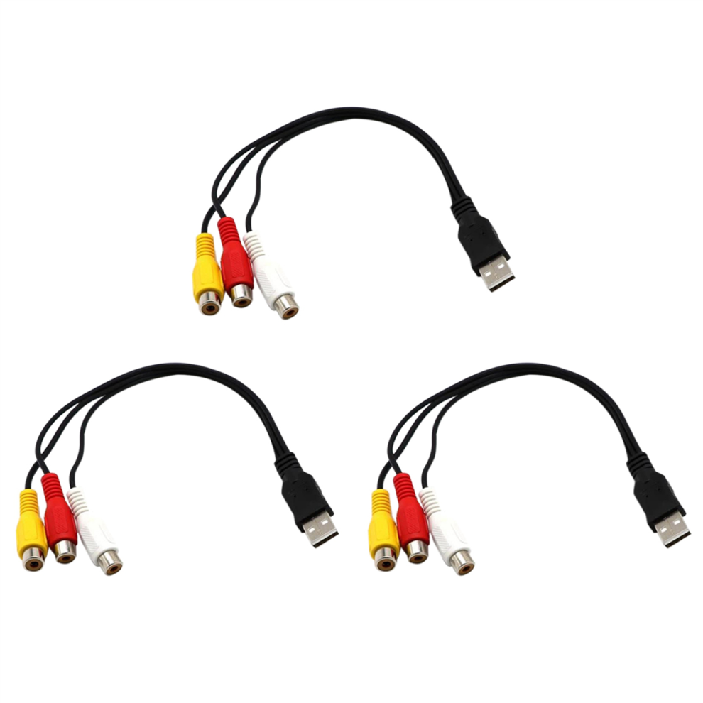 Usb To 3Rca Cable Usb Female To 3 Rgb Video Av Composite Adapter Light 4711565500879