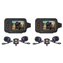 Motorcycle Dash Cam,2Inch IPS Screen 1080P+720P Dual AHD Black