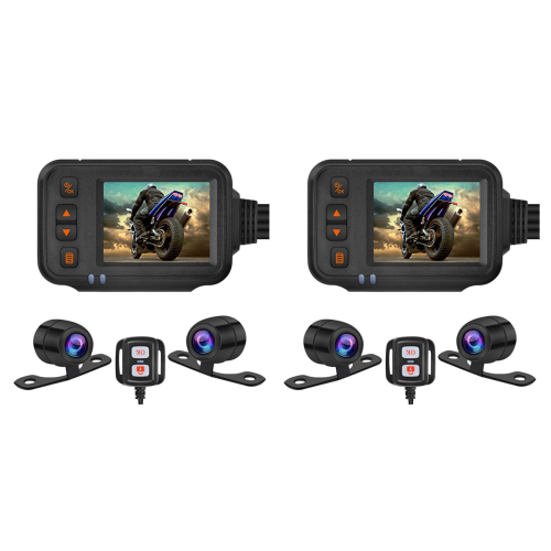 Motorcycle Dash Cam,2Inch IPS Screen 1080P+720P Dual AHD Black