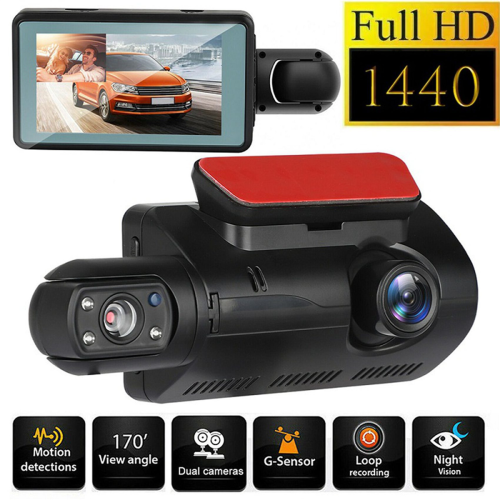 Dual Dash Cam Front and Inside 1440P+1080P Car Black Box Dash Camera 1