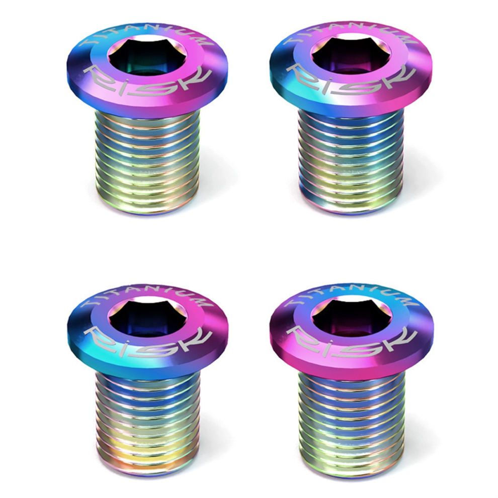 RISK 4pcs Road Bicycle Disc Kit Screws Titanium Alloy Chainring Bolts-image-OPC-PJ99VZY-NEW