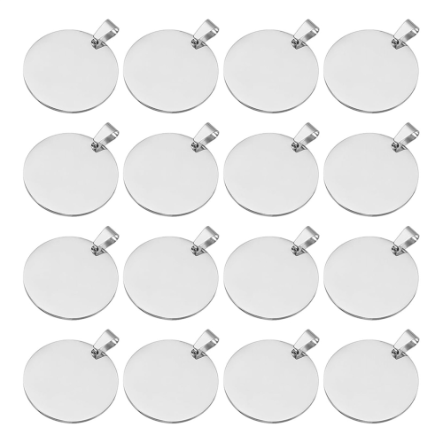 16Pcs Metal Stamping Blanks 30mm Round Dog Tags Silver