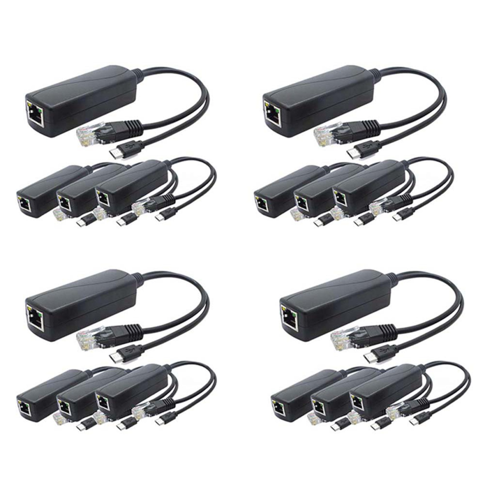 4-Pack 5V Poe Splitter, 48V To 5V 2.4A Adapter With Micro-Usb Plug 4711565532313