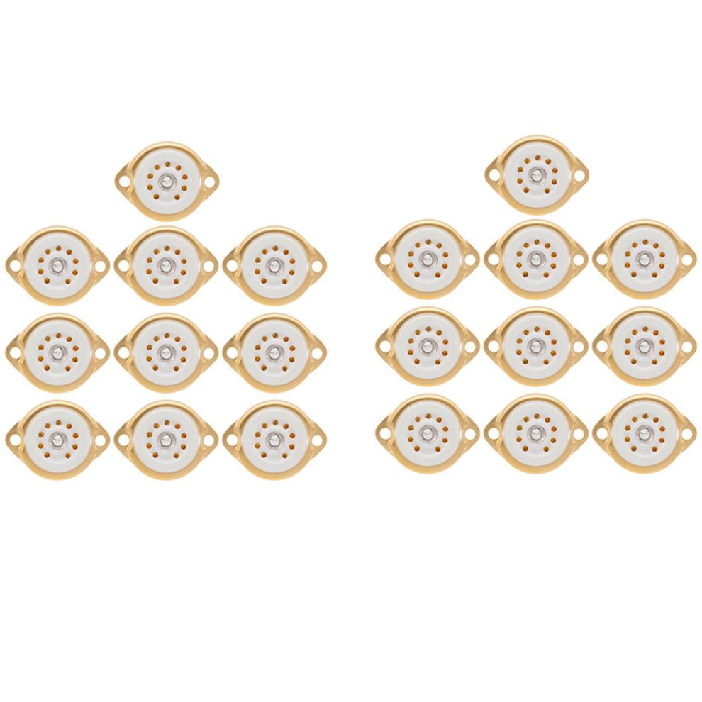 10Pcs B9a New 9Pin Plated Tube Sockets For 12Ax7/12Au7/12At7 Gold 4711565556616
