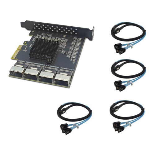 PCIe to 4Port Mini SAS SFF-8087 Controller 3.0 6Gbps SSD Adapter