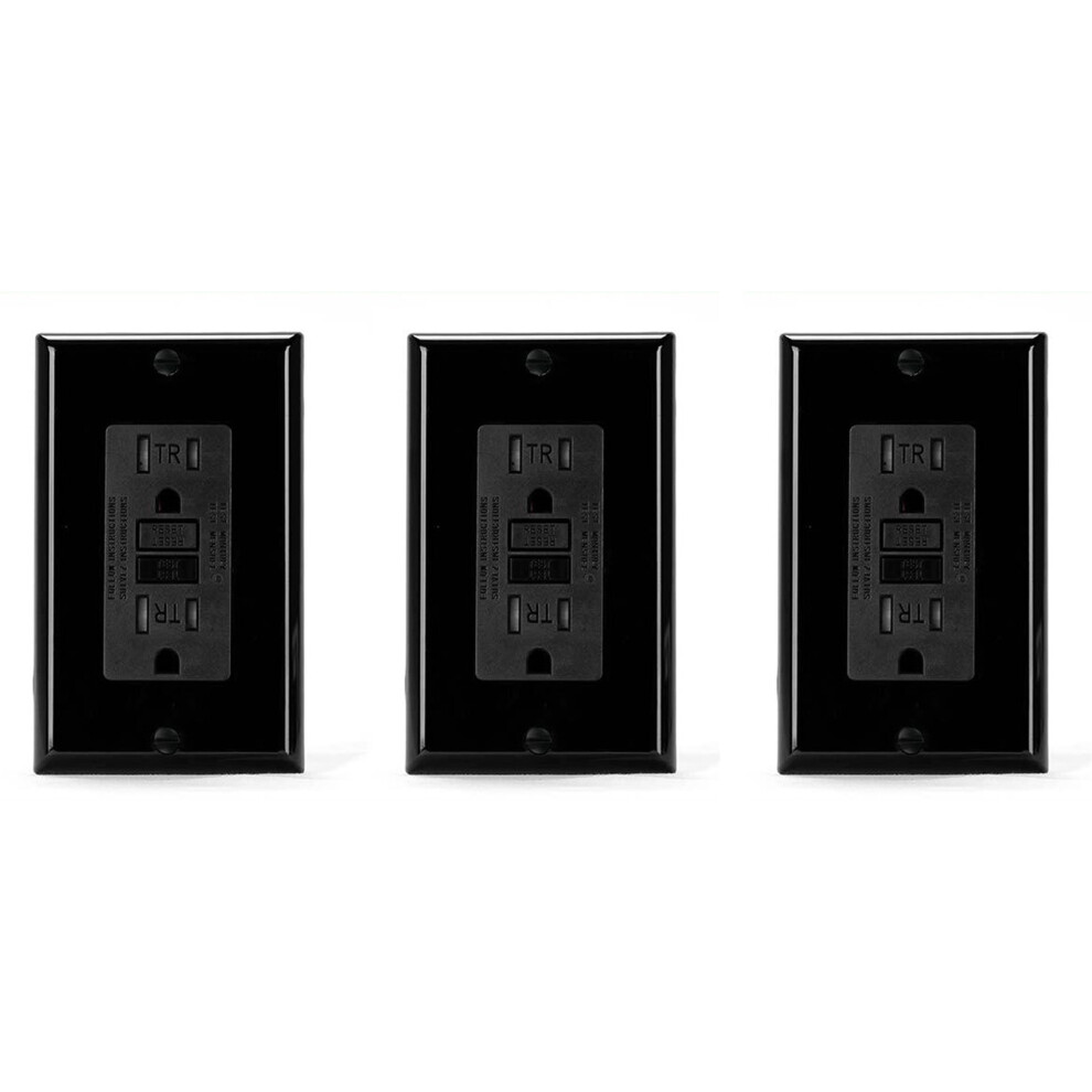Gfci Outlet 15 Amp, Self-Test Gfi Electrical Outlet, Black 4711565535185