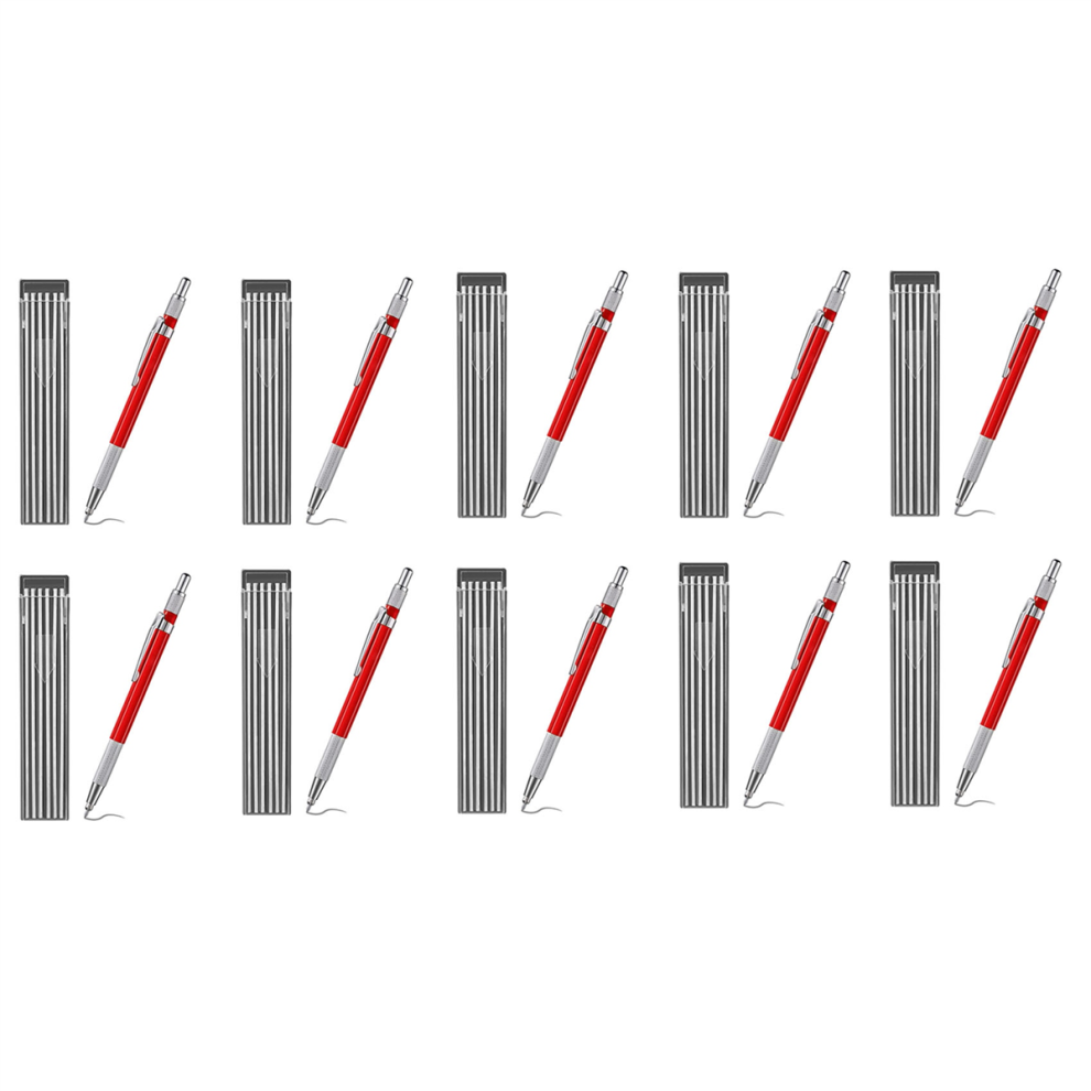 Welders Pencil With 12Pcs Refills, Fabrication, Red 4712844928094