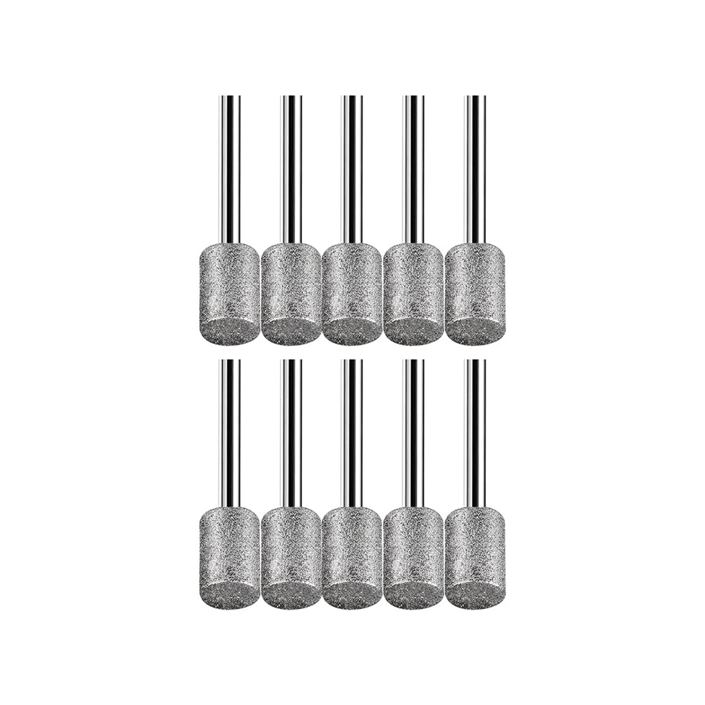 10Pcs 8Mm Cylindrical Head Diamond Burr Stone Carving Grinding Tools 4712844903596
