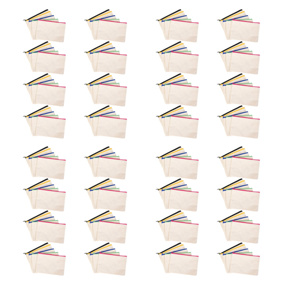 40Pcs Canvas Cosmetic Bag Canvas Zipper Bag Pencil Case DIY Travel