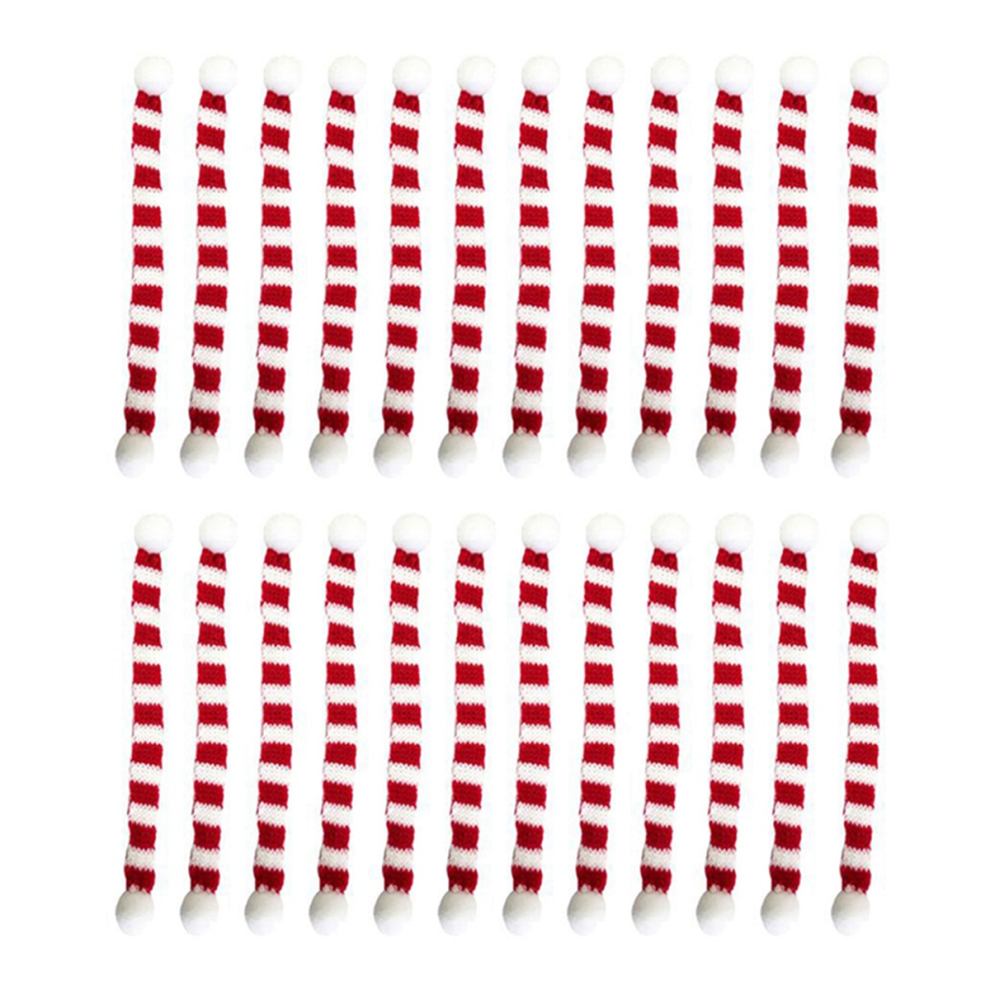 12Pcs And Mini Christmas Scarf Bottle Knit Scarf Doll Cover Red/White