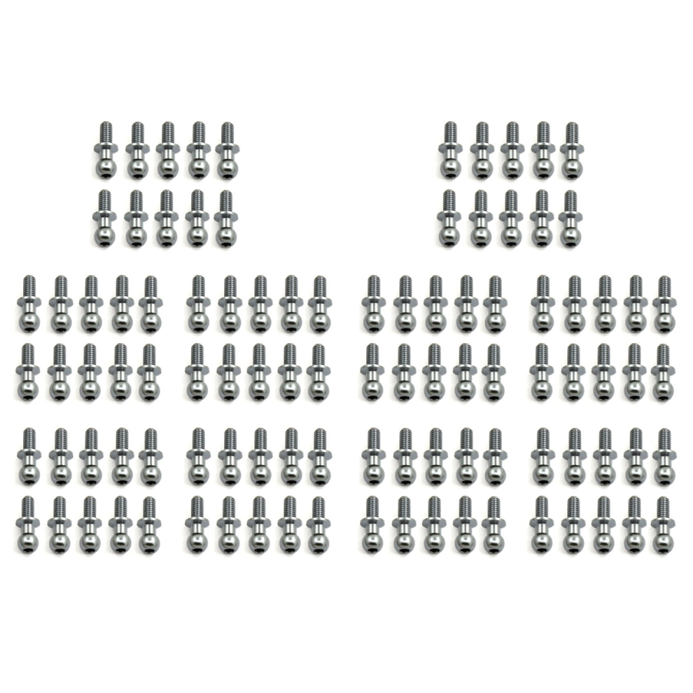 10Pcs M3 Metal Hex Ball Head Screws For Tt01 Tt02,Silver 4712844941130