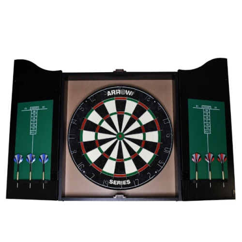 Arrow180 Bristle Dartboard Cabinet Set - Various Colours