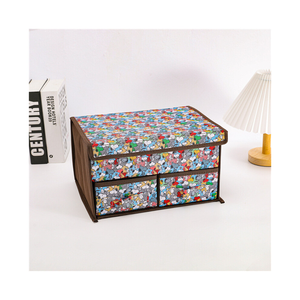 (Full Image Snoo) Cute Totoro Snoopy Printed Drawer Style Foldable Double Layer Storage Box Flip-image-OPC-PJ9CXH9-NEW