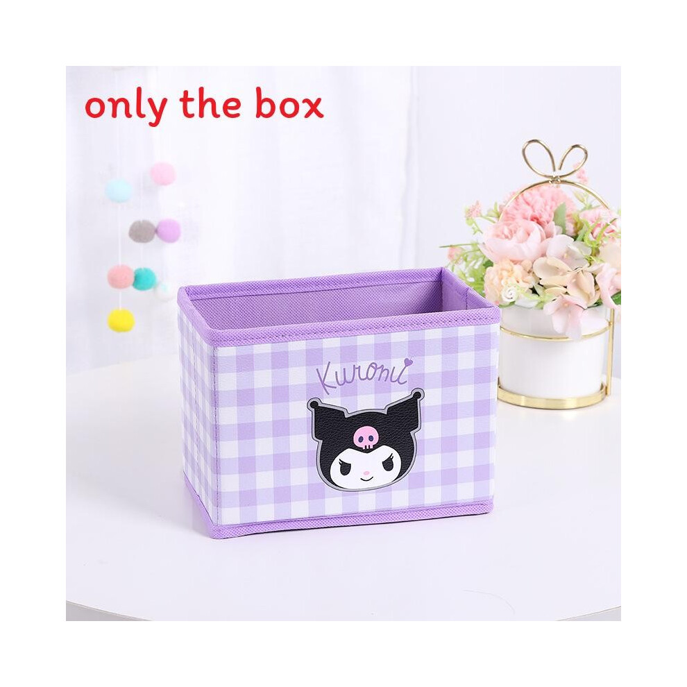 (Checkered Kuromi) Kuromi Hello Kitty Cinnamoroll Melody Grid Pattern Foldable Desktop Storage Box-image-OPC-PJ9CXT9-NEW