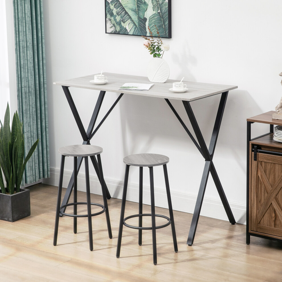 HOMCOM 120cm Rectangular Breakfast Bar Table for 4 | White Wood Grain Top, Steel Frame, Adjustable Feet | 60 kg | 835-939V00WT