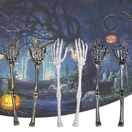 (Silver) 2pcs Great Skeleton Arm Stakes Plastic Arm Groundbreakers 2