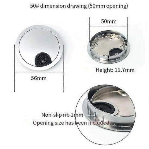 (50mm, Brushed) Desk Wire Hole Cover Computer Tidy Grommet Table Cable Outlet Port Surface Line Box Table Cable Hardware 2