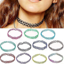 12pcs/set New Collares Vintage Stretch Tattoo Choker Necklaces Women Girls Charm Punk Retro