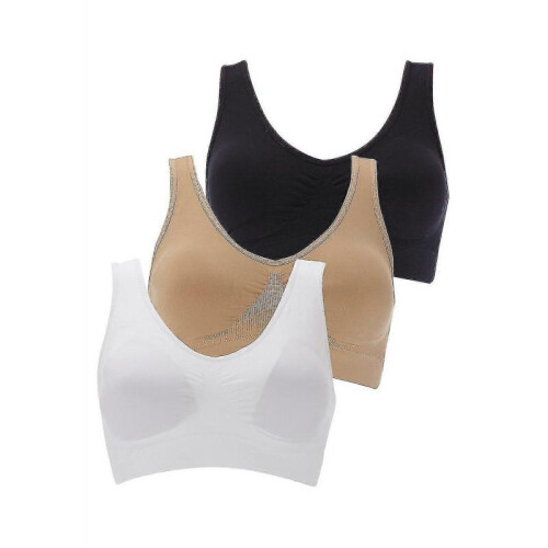 (S, Multicolor) 3 Pack (tm) - The Ultimate Comfort Bra. Seamless Support Comfort Sport