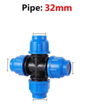 (Cross) Pe Connector Pipe Fittings 32mm Water Tube Direct Connection Joint Fast Connection Ball Valve Agricu