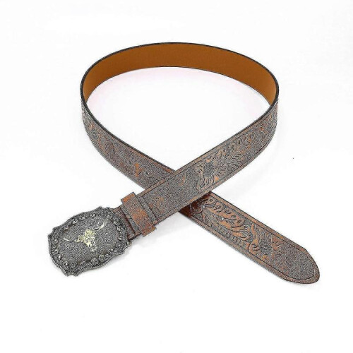 Western Cowboy Belt Buckle Men's Belt 110cm G 2