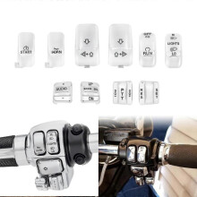 10 Pcs Motorcycle Hand Control Switch Housing Buttons Caps Black Chrome for Harley Touring Street Glide Electra Glide 1996-2013