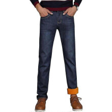 (36, dark blue) Men Winter Thermal Jeans Fleeced Lined Denim Long Pants Casual Warm Trousers for Office Travel
