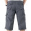 (M,Dark Grey)Mens 3/4 Long Length Elasticated Shorts Waist Cargo Combat Three Quarter Pants 3
