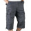 (M,Dark Grey)Mens 3/4 Long Length Elasticated Shorts Waist Cargo Combat Three Quarter Pants 2