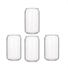 4 Pack Can Shape Glass Fashion Water Milk Juice Simple Juice Cup Beer Glass Shake Glass Dessert Cup Cola Mug, 400ML