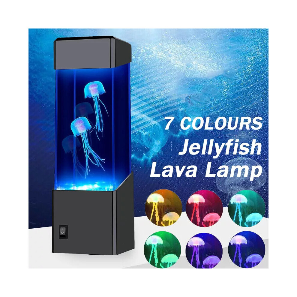 Led Jellyfish Lava Tank Aquarium Lamp 7 Color Changing Night Gift Mood Light