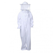 (L, White) Beekeeper Suit Multipurpose Protect Bee Keeper Outfit with Protective Round Veil Hood for Bee Factory