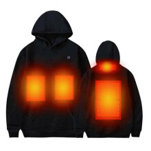 (L, Black) Heated Hoodie Warm Heated Hoodie Outdoor Casual Clothing Warm Heated Sweatshirt