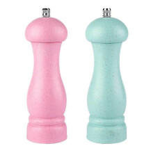 (Pink- Nordic Green  color box) High Quality Oak Wood Salt and Pepper Grinder Adjustable Coarseness and Refillable