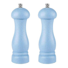 (Light Sea Blue Color Box) High Quality Oak Wood Salt and Pepper Grinder Adjustable Coarseness and Refillable