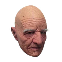Bald Old Man Mask Halloween Bald White Eyebrow Old Man Mask Simulated Old Grandpa Latex Head Cover