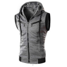 (5XL, Dark Grey) Men Zip Up Sleeveless Gilet Hoodie Hooded Vest Sweatshirt Jacket Waistcoat Top
