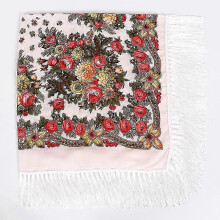 (b) Women Large Size Russian National Square Scarf Cotton Flower Pattern Print Headscarf Wraps Ladies Retro Fringed Blanket Shawl