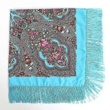 (12.00) Women Large Size Russian National Square Scarf Cotton Flower Pattern Print Headscarf Wraps Ladies Retro Fringed Blanket Shawl