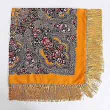 (14.00) Women Large Size Russian National Square Scarf Cotton Flower Pattern Print Headscarf Wraps Ladies Retro Fringed Blanket Shawl