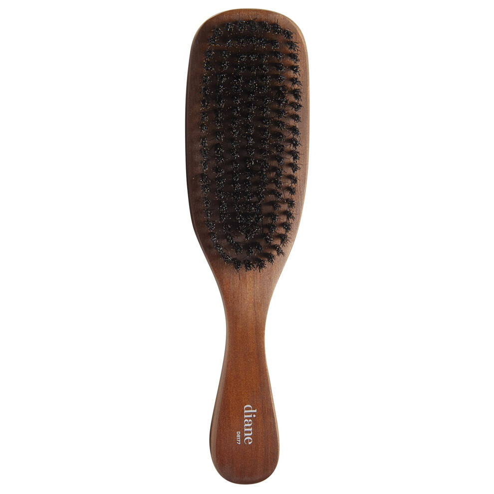 Diane Reinforced Boar Bristle Curved Wave Brush For Men And Barbers - Medium Bristles For Thick And Curly Hair - Use For Detangling Smoothing Wave