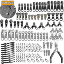 (169pcs) Zipper Repair Kit With Replacement Zippers