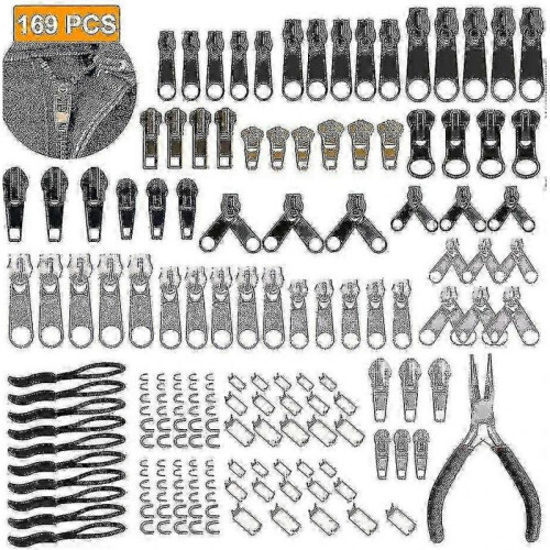 (169pcs) Zipper Repair Kit With Replacement Zippers