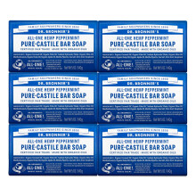 Dr. Bronner's Pure-Castile Magic Soap Bars (Peppermint, 5 oz, 6-Pack)- Made with Regenerative Organic Certified Oils- For Face, Body & Hair - Gen