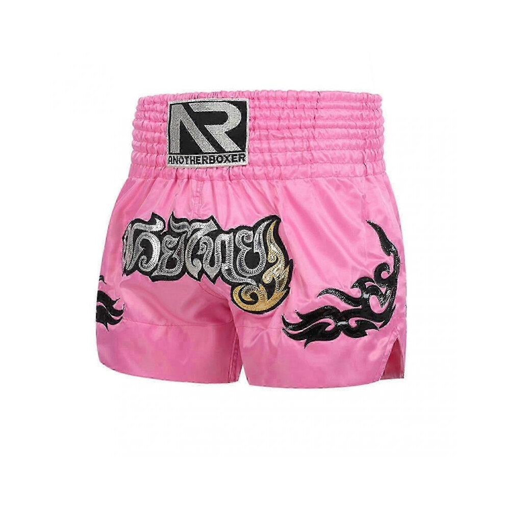 (Pink,XS)Boxing Shorts Anti-friction Muay Thai Kickboxing Shorts For Men