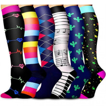 (L xl, 15) 3/5/6/7/8 Pairs Calf Shaping Compression Socks Elastic Sports Socks with Multi-patterns