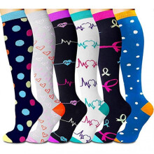 (L xl, 20) 3/5/6/7/8 Pairs Calf Shaping Compression Socks Elastic Sports Socks with Multi-patterns